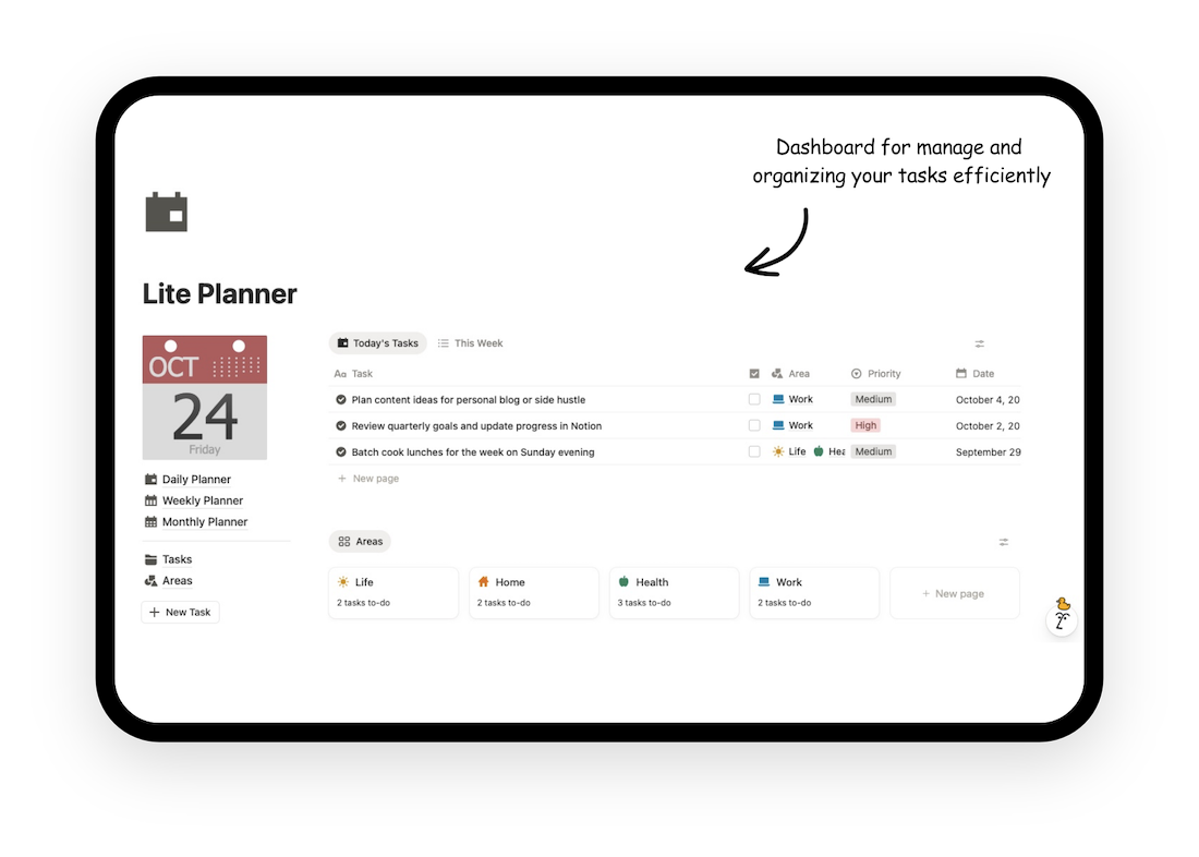 minimalist task dashboard
