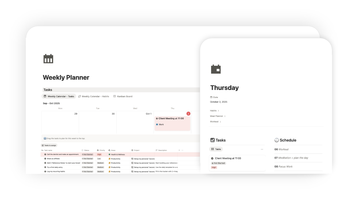 daily and weekly planner template