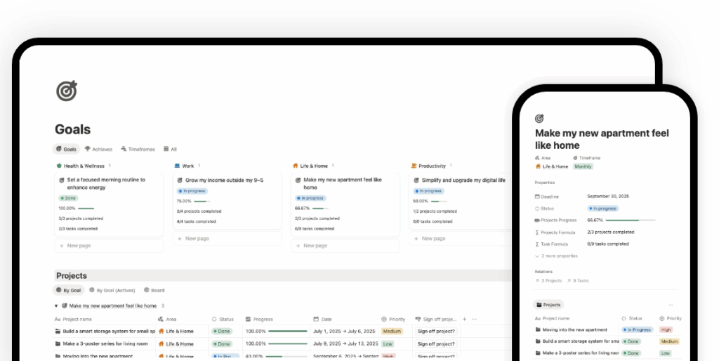 notion goal tracker template