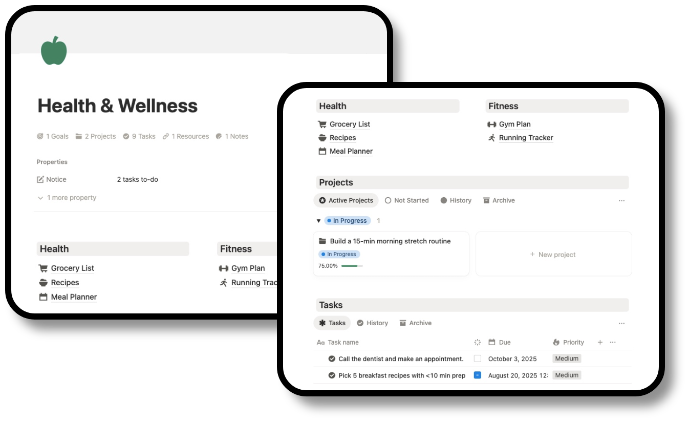 notion health and fitness template