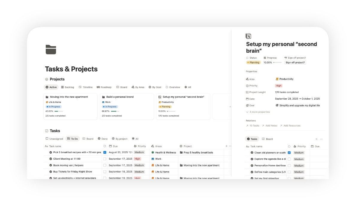 task and project manager template