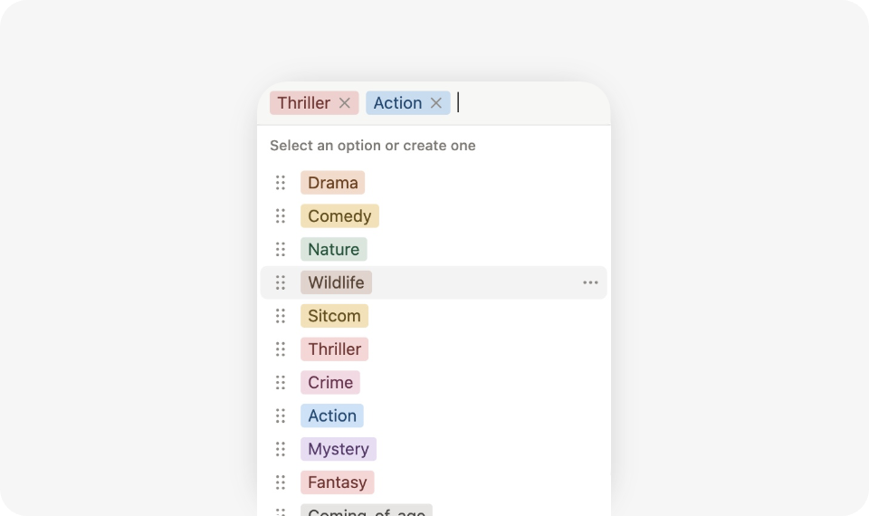 notion series tracker by genre