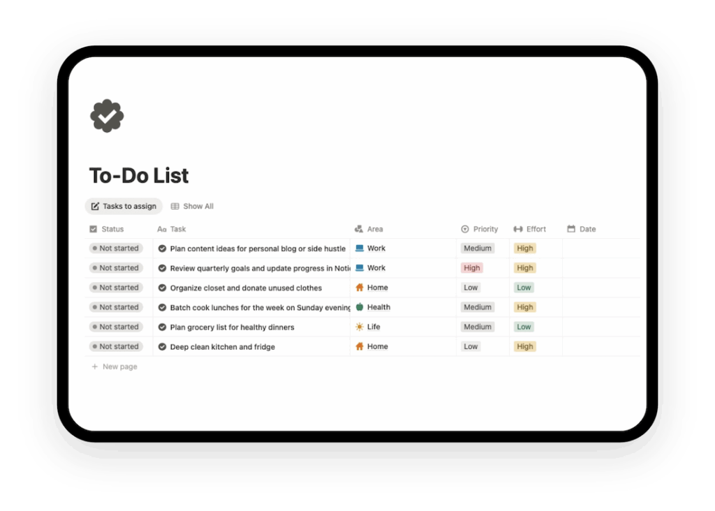 notion to-do list template aesthetic