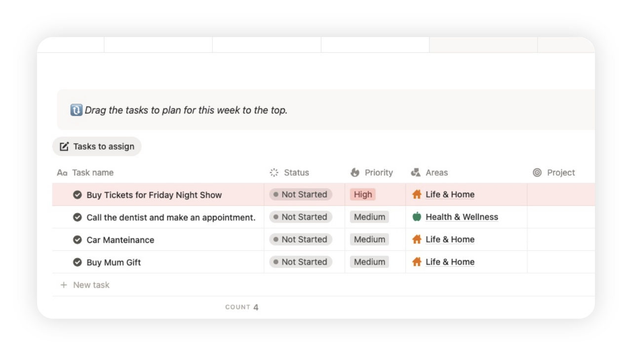 unassigned tasks inbox capture