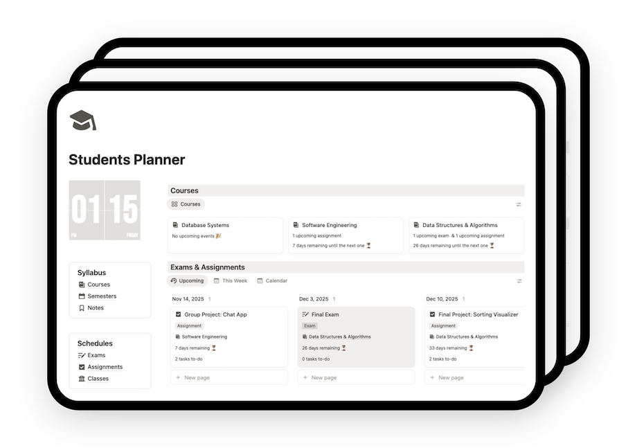 best notion templates for students- planner, course schedule, assignments tracker and more