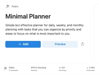 review notion template minimalist planner
