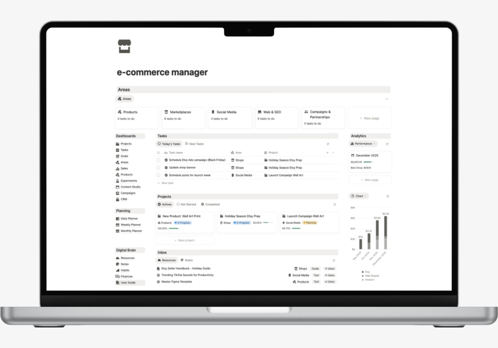 mockup ecommerce business planner template (grey)