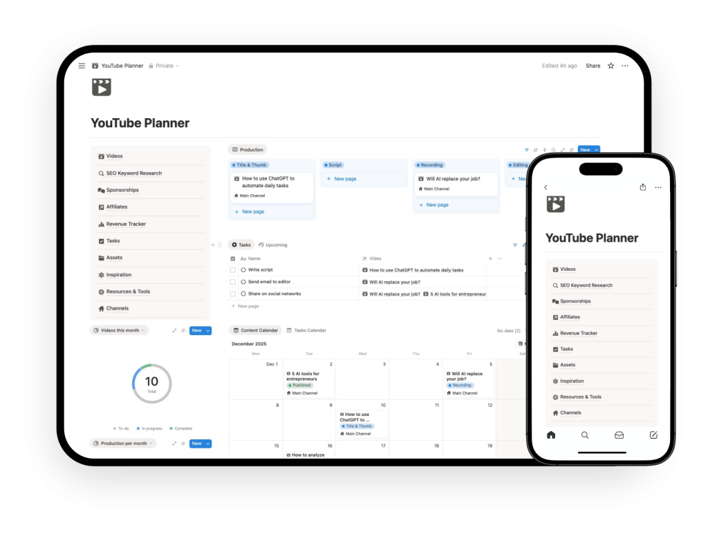 notion youtube planner template for creators