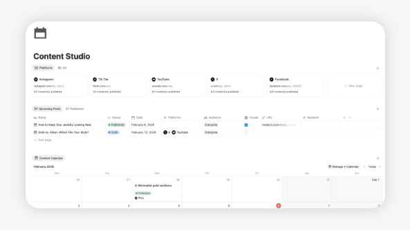 social media planner for etsy shops iwth platforms, pipeline and content calendar