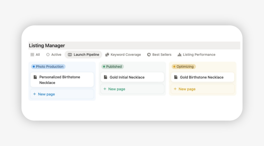 a launch process that separates ready-to-go listings from those that need optimization or 