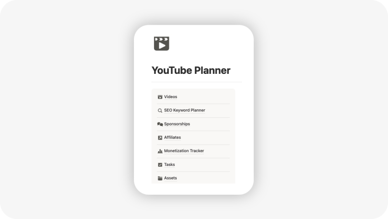 notion youtube channel managemenet tutorial