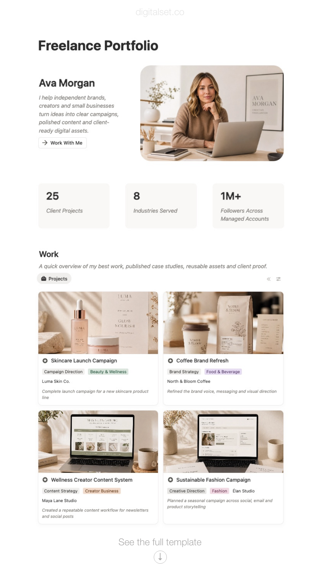 notion freelance portfolio template
